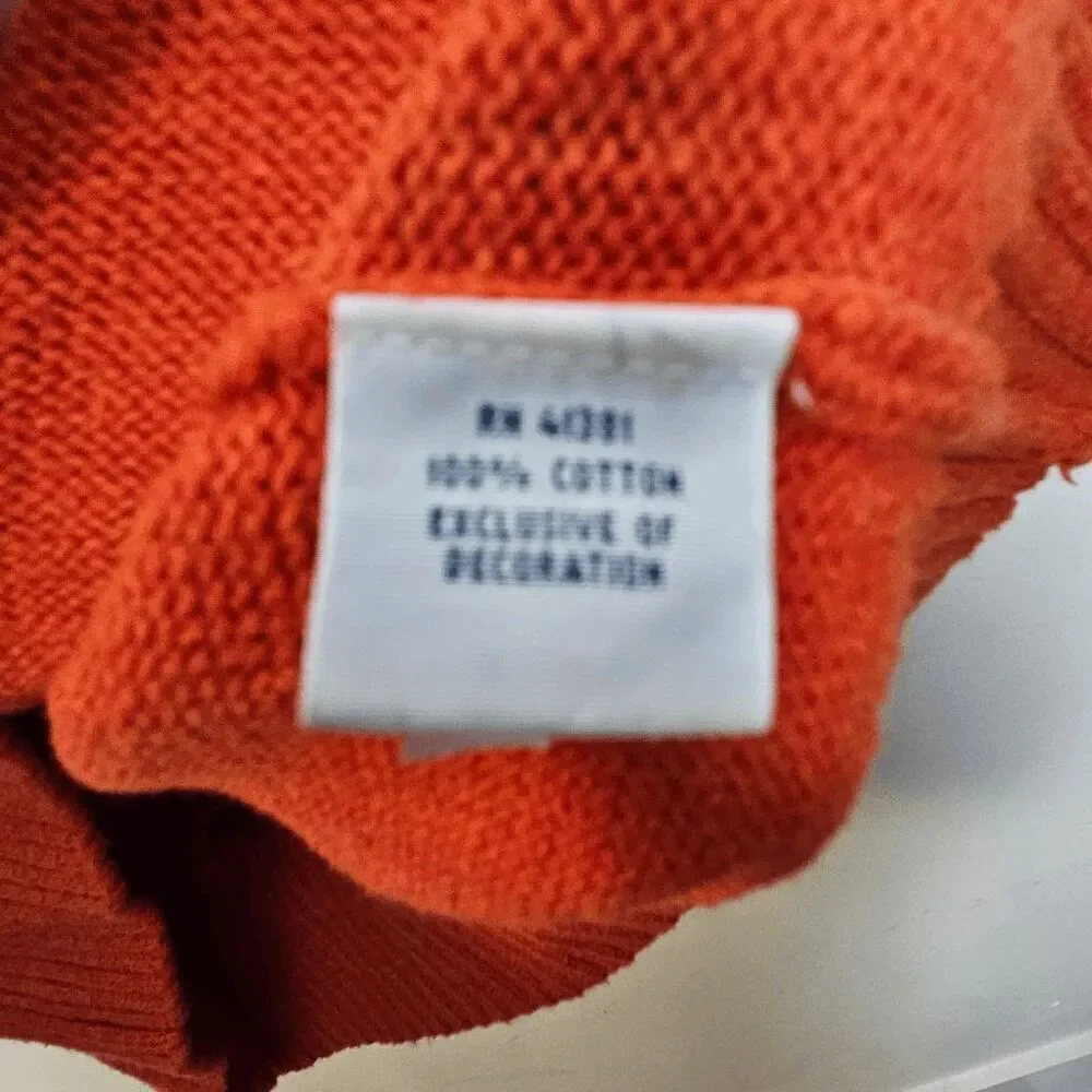 Polo Ralph Lauren Fleece Half Zip Orange 100% Cotton Pullover Sweater Men Size X